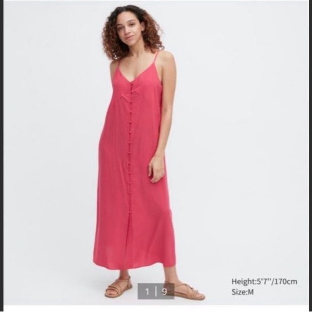 Uniqlo Raspberry Pink Button-Front Slip Dress